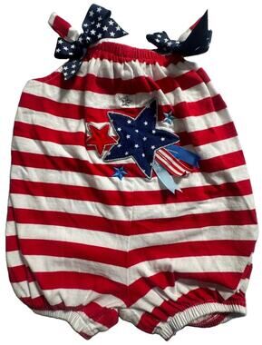 Goodlad Baby Girls 9M Patriotic Bubble Romper Red White Blue Stars USA 4th